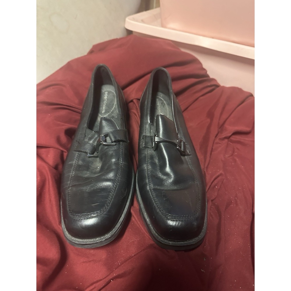 bostonian flexlite mens shoes Size 12m Black Leather Loafer Slipon Comfy Dress